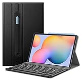 Fintie Tastatur Hülle für Samsung Galaxy Tab S6 Lite 10.4 2022/2020 SM-P610/P613/P615/P619 - Keyboard Case mit Magnetisch Abnehmbarer Deutscher Tastatur, Schwarz