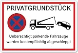 Privatgrundstück Schild unberechtigte parkende Fahrzeuge werden kostenpflichtig abgeschleppt 20 x 30 cm aus stabiler PVC Hartschaumplatte 3mm mit UV-Schutz von SVENOV