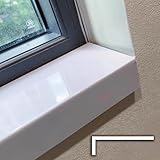 ('en':'Fensterbank-Abdeckung, weiße breitere Fensterbank, wasserdichte Abdeckung, L-Form, Acrylfliesen-Finish, Fensterbankschutz, individuelle Fensterbankabdeckung für Zuhause (L x B) 150 x 30 cm (L x
