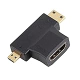 SENZHILINLIGHT Tragbare HDMI-kompatible Buchse auf Mini Micro Stecker V1.4 90 Grad 2 In 1 Adapter Schwarz vergoldet Buchse auf Stecker Konverter