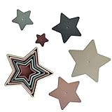 mushie Nesting Stars Stapelturm Lernspielzeug Set mit 5 Niststern Sternen | 100% BPA-frei Stapelspiel | Stapelspielzeug für Kinder 0-3 Years (Original)