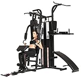 Dione HG5 - Fitnessstation - Multi-Gym - Krafstation mit Boxsack - Einschließlich 65 kg Gewichte - Erweiterbar auf 100 kg - Homegym
