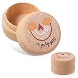 AOZUO Zahndose Milchzähne für Jungen Mädchen, Personalisiert Milchzahndose aus Holz mit Kinderfreundlichem Regenbogenherzdruck Geschenkideen zu Taufe und Geburtstag Geschenke für Neue E