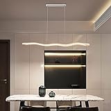 Kreativ Einfache Kurve Pendelleuchte Esstisch Moderne LED Hängelampe Dimmbare mit Fernbedienung Metall Esszimmerlampe Höhenverstellbare L100CM/38W, für Esszimmer Küche Lounge,Weiß