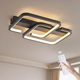 SENFAY Modern LED Deckenleuchte Schlafzimmer Dimmbar, Wohnzimmer Deckenlampe Schwarze Mit Fernbedienung, 36W Schlafzimmerlampe decke Mit Memory Funktion, 3000K-6500K Wohnzimmerlampe, Bürolampe, L45