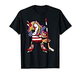 Dabbing Unicorn America Ice Hockey Fans Trikot USA Flagge T-Shirt