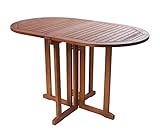 Gartentisch oval aus Eukalyptus Holz - 120x70x73 cm - Klappbarer Holz Biergarten Bistrotisch Klapptisch Balkon Tisch geölt