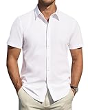 J.VER Hemd Herren Kurzarm Weißes Sommerhemd Hemden Freizeithemden Kurzarmhemd Bügelfrei Männer Urlaub Strand Hemd,XL