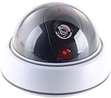 VisorTech Kamera Atrappe: Dome-Überwachungskamera-Attrappe mit durchsichtiger Kuppel und LED (Alarm Dummy)
