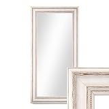 PHOTOLINI Wand-Spiegel 40x70 cm im Massivholz-Rahmen Landhaus-Stil Weiss/Spiegelfläche 30x60 cm