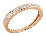 Ardeo Aurum Damenring aus 375 Gold Rosegold mit 0,1 ct Diamant Brillant Memory-Ring Eternity Verlobungsring