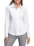 oodji Ultra Damen Tailliertes Hemd mit Langen Ärmeln, Weiß, DE 40 / EU 42 / L