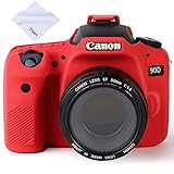 Yisau 90D Kameratasche Profi Silikon Kameratasche Tasche für Canon EOS 90D Kamera Canon Rebel EOS 90D Kamera Kamera Kamera, rot