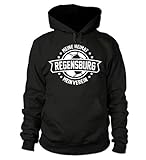 shirtloge - Regensburg - Meine Heimat, Mein Verein - Fan Kapuzenpullover - Schwarz - Größe XL