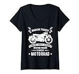 Damen Motorradfahrerin Motorrad Bikerin Motorradfahrer Geschenk T-Shirt mit V-Ausschnitt