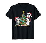 Kinder-T-Shirt, Weihnachtsbaum-Lichterkette, Pinguin-Motiv, Weihnachtskugeln T-Shirt