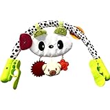 LADIDA Panda und Bär Activity Spielbogen 0+ Monate, Kinderbett, Autositz, Kinderwagen, 3 Lernspielzeuge, Tier, Spiegel und Beißring, inklusive verstellbarem Bogen