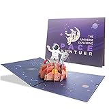 DORART 3D Pop Up Karte Kinder mit Weltraum Motiv, Glückwunschkarten Geburtstagskarte für Jungen und Mädchen, Einzigartiges Design Für Kindertag, Graduierung, Freundschaft (Astronaut Rakete)