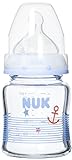 Nuk Glas-Babyflasche'First Choice+' mit Sauger extrafein gelocht - farbig sortiert, 120 ml, mehrfarbig