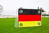 POWERSHOT Fußballtor 3 x 2m aus Stahl, Klicksystem und Zubehör - Torwand wählbar (Mit Torwand Deutschland)