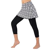 ANIVIVO Damen Tennis-Leggings mit Taschen, Yoga-Leggings mit Röcken, hohe Taille, Lingge, Klein