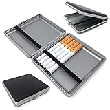 Starlet24® Zigarettenetui schwarz in Leder-Optik für 20 Filterzigaretten Zigarettenbox Etui Box kompakt passend für Hand-, Hosen- und Hemdtaschen