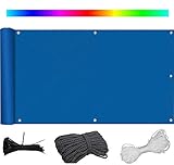 Balkon Windschutz Gartenzaun 145x800cm UV-Schutz Blickdicht Sichtschutz inklusive Zugband mit Kabelbinder ideal für Balkon Garten Terrasse B