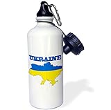 3dRose Unisex-Flagge Umriss Karte des Landes und des Namens, Ukraine. – Wasserflasche, 600 ml (wb_63214_1), Weiß