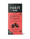 Rokit Pods | Japanischer Grüner Matcha & Kakao Tee Pods | Kompostierbare Kapseln | Nespresso Kaffemaschinen Kompatible Pods | Nie wieder Auslöffelen, Quirlen or Staub | 10 Pods Multipack Bündel