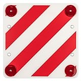 Warntafel Kunststoff Rot-Weiß mit Rückstrahler 50x50cm Warnschild Fahrradträger Heckträger Caravan Anhänger Wohnwagen
