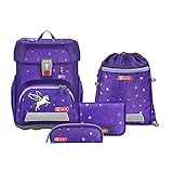 Step by Step Schulranzen-Set Cloud Dreamy Pegasus Shadow, 5-teilig, lila, Pegasus, ergonomischer Tornister mit Reflektoren, höhenverstellbar mit Hüftgurt, für die 1. bis 4. Klasse, 19L