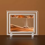 BMDHA Schwenkbares Sandbild, Sandbilderrahmen Dynamisch Moving Sand Art, Rechteck Abstrakte Landschaft Treibsandmalerei, Glasrahmen Desktop-Kunst 3D Sandmalerei Ornamente
