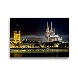 CALVENDO Premium Textil-Leinwand 45 x 30 cm Quer-Format Köln - Panorama mit Dom und Groß St. Martin, Leinwanddruck von Thomas Seethaler