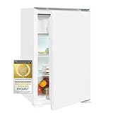 Exquisit Einbaukühlschrank EKS131-3-040E | Einbaugerät | Schlepptürmontage | 118 l Nutzinhalt | Weiß | Gemüsefach | Kühlen | LED Licht