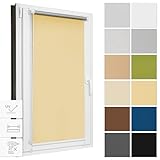 Estika Thermo rollos für Fenster ohne Bohren nach maß, Verdunklungsrollo, Klemmfix Montage, 13 Farben, Breite 30-130 cm, Höhe 150 cm und 220 cm, Thermorollo hitzeschutz, Jalousien F