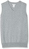 Amazon Essentials Boys Uniform V-Neck sweater-vests, Light Heather Grey, Medium