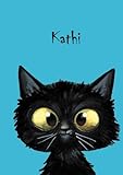 Kathi: Personalisiertes Notizbuch, DIN A5, 80 blanko Seiten mit kleiner Katze auf jeder rechten unteren Seite. Durch Vornamen auf dem Cover, eine ... Coverfinish. Über 2500 Namen bereits verf