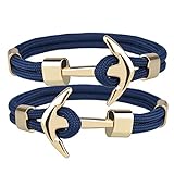 ZTMN 2 Stück Paar Armbänder Anker Armbänder Armreifen Geflochtene Polyester Seil Armbänder for Frauen Männer Geschenke Armband Geschenk (Length : 20.5CM, Metal Color : KR1238-1-2)