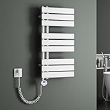 Mai & Mai Badheizkörper Elektrisch 76x40 cm in Weiß Seitenanschluss Handtuchheizkörper Handtuchhalter Handtuchwärmer Badheizung mit Heizstab 600W