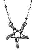 Restyle Besen Pentagram Hexen Hexerei Wicca Metall Halskette - Silber