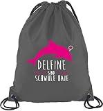 Shirtstreet24, Delfine sind schwule Haie, Turnbeutel Rucksack Sport Beutel, Größe: onesize,Dunkelg