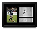 HWC Trading FR A4 Lionel Messi PSG Geschenke Gedrucktes Signiertes Autogramm Foto für Fußball Anhänger and Fans - A4 Framed