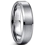 NUNCAD Ringe für Männer Frauen Silber 6mm Wolframcarbid Verlobungsring Verlobungsring Größe 65