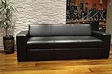 Quattro Meble Schwarz Echtleder 3 Sitzer Sofa Antalya I FS Breite 200cm Ledersofa Echt Leder Couch große Farbauswahl !!!