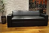 Quattro Meble Schwarz Echtleder 3 Sitzer Sofa Antalya I FS Breite 200cm mit Schlaffunktion Ledersofa Echt Leder Couch große Farbauswahl !!!