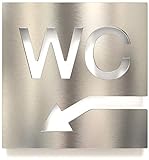 Edelstahl WC-Schild – selbstklebend & pflegeleicht – Design Toiletten-Schild mit Pfeil – W.05.E
