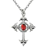 Widmann 7510K - Kette, gotisches Kreuz mit rotem Juwel, Schmuck, Halsband, Halloween, Mottoparty, Karneval