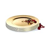 BigDean Platzteller 6 Stück Dekoteller Event Teller Unterteller Antik - Gold - farbend 33cm Kunststoff Tischdeko