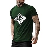 T-Shirt Männer Tops Sommer Casual Ethnic Style Print T-Shirt Bluse Rundhals Kurzarm (S,1grün)