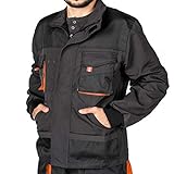 Arbeitsjacke männer, Arbeitsjacken herren, Schutzjacke mit vielen Taschen, Arbeitskleidung männer Größen S-XXXL, Qualität (L, Schwarz/Orange)